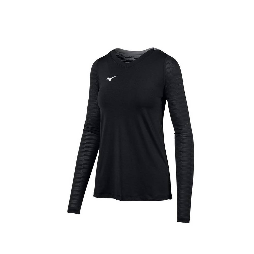 Mizuno United Long Sleeve - Bayan Forma - Siyah Türkiye (TZPHDY-598)